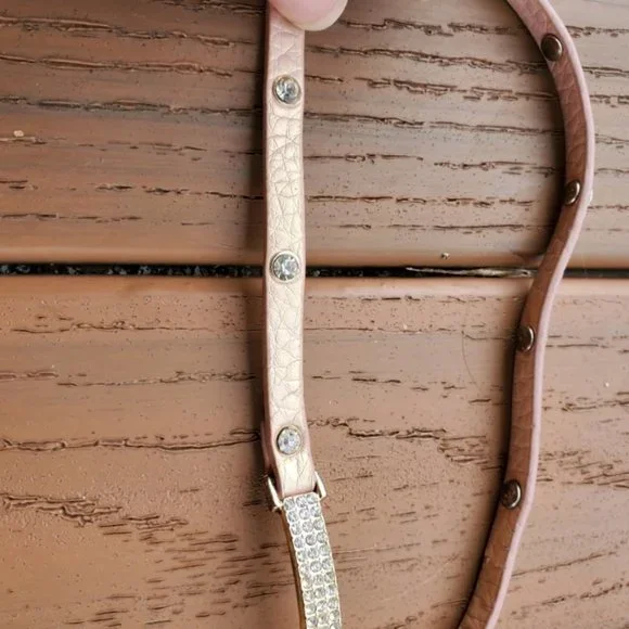 Pastel Pink Faux Leather Wrap Bracelet Rhinestones Glam Party Casual Boho Preppy - Picture 5 of 7